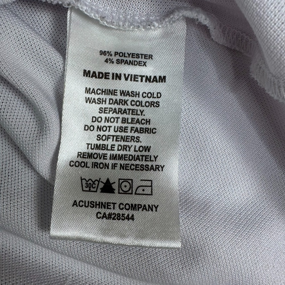 Footjoy FJ Polo Shirt Mens Large White Stripe Athletic Fit Golf Performance Logo - Picture 9 of 10